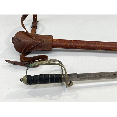 8389 - A George V 1821 pattern Royal Artillery officer's sword with leather field scabbard