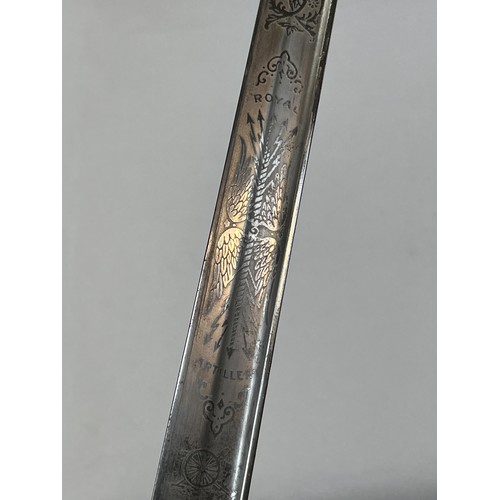 8395 - A George V Artillery Officer's sword, shagreen grip, engraved blade by J.G. Plumb, initials of the s... 