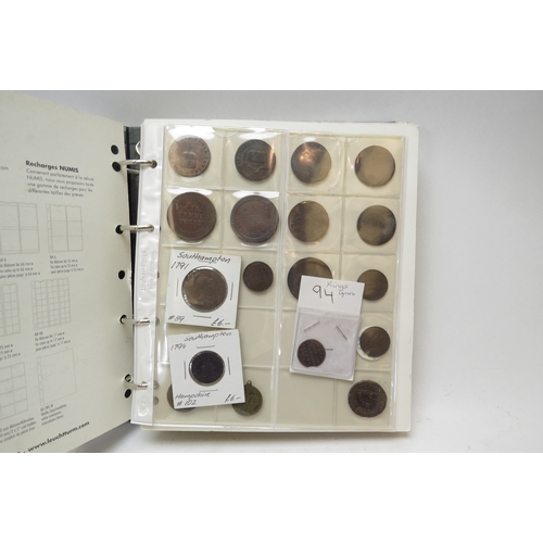 1250 - An album of copper & bronze British coins and tokens including 18th & 19th Century trade tokens from... 