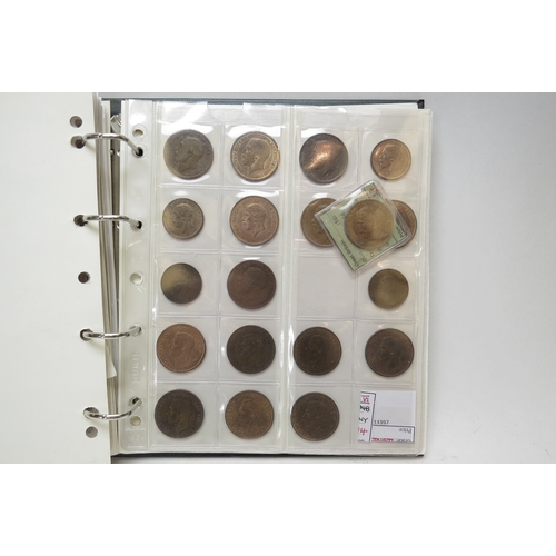 1250 - An album of copper & bronze British coins and tokens including 18th & 19th Century trade tokens from... 