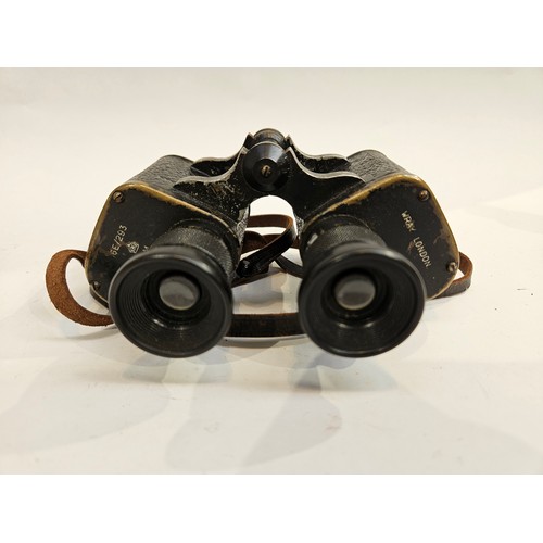 8248 - A pair of WWII RAF Air Ministry marked binoculars with brown leather case with another pair (2)  (C)