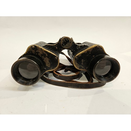 8248 - A pair of WWII RAF Air Ministry marked binoculars with brown leather case with another pair (2)  (C)