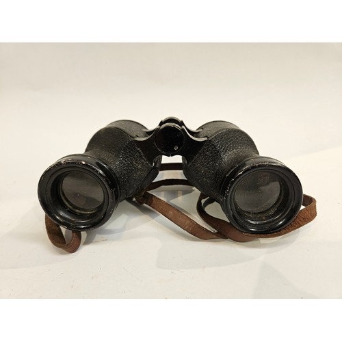 8248 - A pair of WWII RAF Air Ministry marked binoculars with brown leather case with another pair (2)  (C)