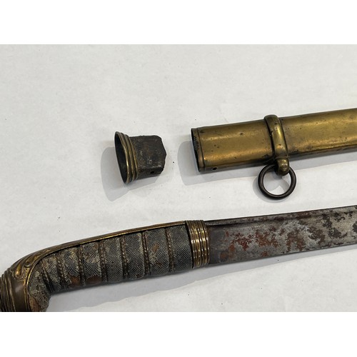 8420 - A 19th Century British Naval officer's sword converted into a dirk, with scabbard, a/f  (E)  £25-35