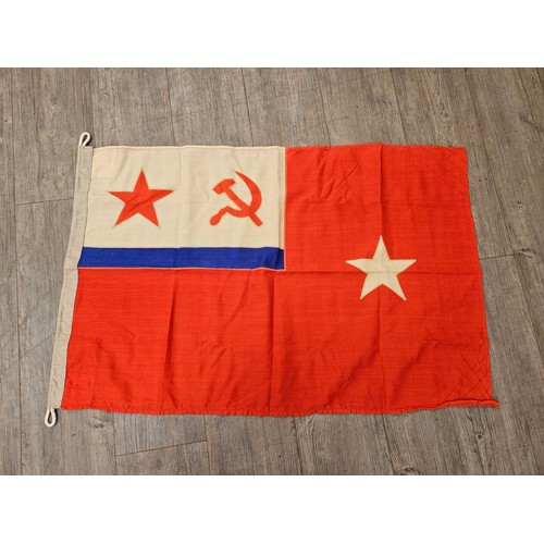 8270 - Two Russian Soviet USSR Navy flags, single and triple star, together with a later 1992 dated Navy fl... 