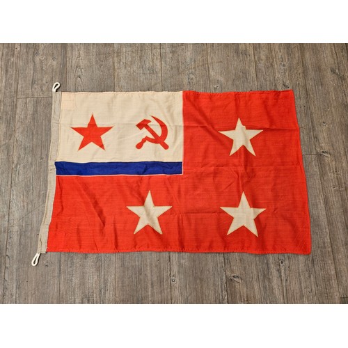 8270 - Two Russian Soviet USSR Navy flags, single and triple star, together with a later 1992 dated Navy fl... 