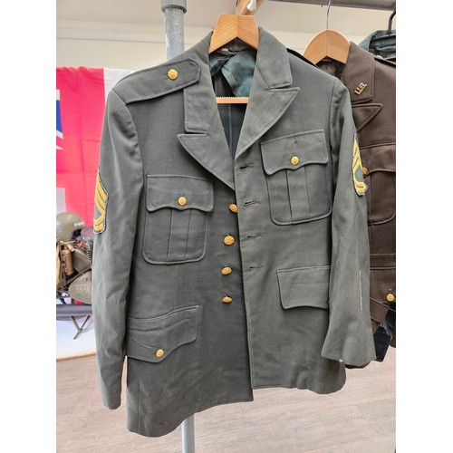 8266 - A quantity of military uniform including 1952 RAF Service Dress and two post war US service jackets