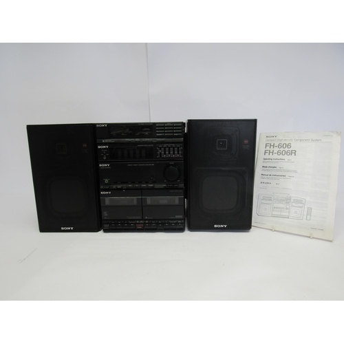 5427 - A Sony FH-606 component hi-fi system with detachable speakers c.1988, with instruction manual, lacki... 