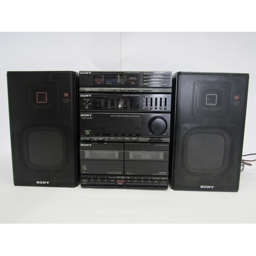 5427 - A Sony FH-606 component hi-fi system with detachable speakers c.1988, with instruction manual, lacki... 