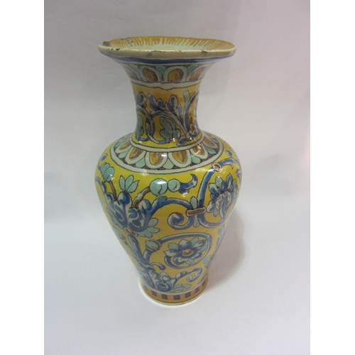 4062 - A 19th Century Maiolica vase, 30cm tall, a/f