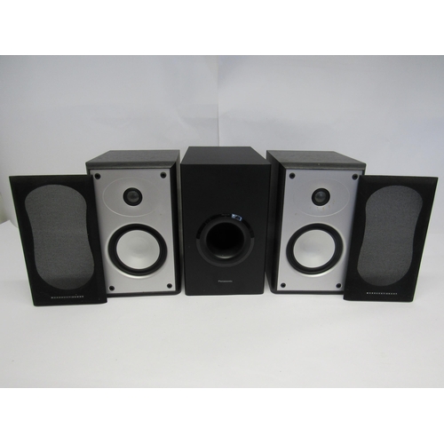 5318 - A pair of Mordaunt-Short MS902 bookshelf speakers and a Panasonic SB-HWA488 subwoofer