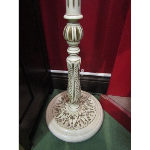 4045 - A white painted carved wood standard lamp