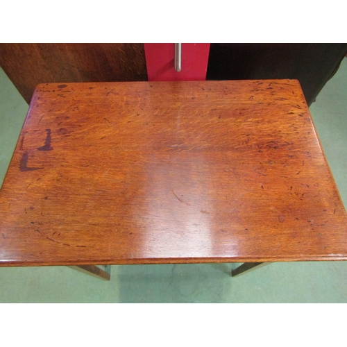 4063 - A circa 1860 English elm and oak side table, the single frieze drawer over square tapering legs, 75c... 