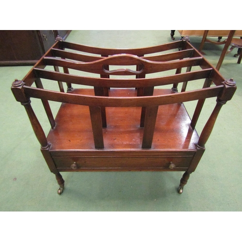 4080 - A Victorian mahogany Canterbury, single drawer, brass castors, 47cm tall x 49cm wide x 36cm deep