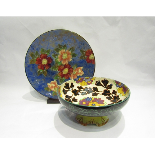 4092 - A Royal Doulton charger, flower motifs, 34cm diameter, and a Royal Doulton footed dish, flower and o... 