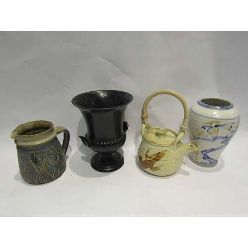 4467 - A studio pottery bowl, jug and vase, Wedgwood urn etc (6)