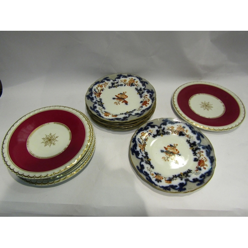 4473 - An early 20th Century dessert set comprising three comports and six plates and a further six B.B. Ne... 