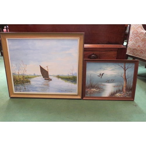 4161A - I.CAFIERI: An oil on board of mallards in flight, signed lower left, framed, 30cm x 40cm image size,... 