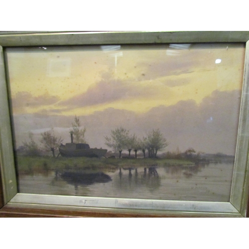 1034 - WILLIAM AYRTON (1861-1916) An oak framed and glazed watercolour, Broads river scene. Signed bottom r... 