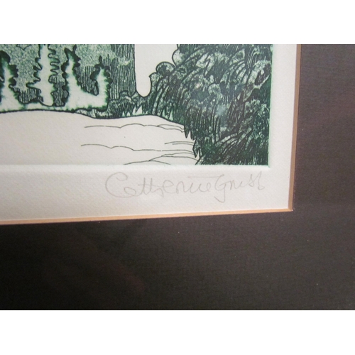 1042 - CATHERINE GRUBB: Two coloured etchings entitled 