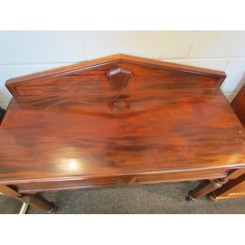 1059 - A Victorian mahogany hall table with arch back, single end drawer, 97cm tall x 106cm wide x 45cm dee... 