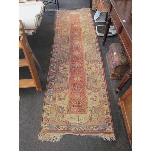 1070 - A cream ground geometric design runner rug, 280cm x 86cm