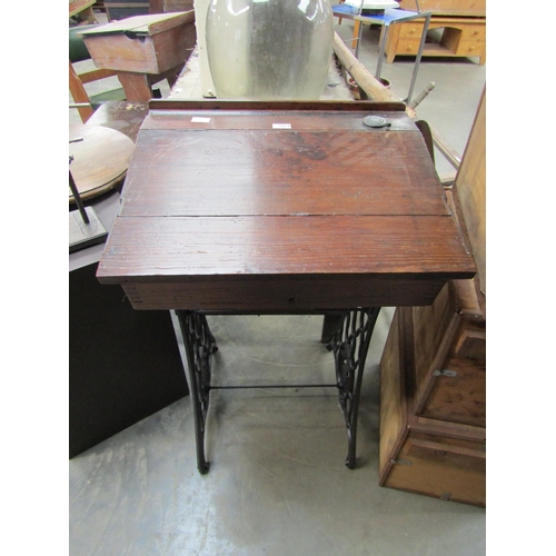 2014 - A Victorian stained pine clerks/school desk on cast 