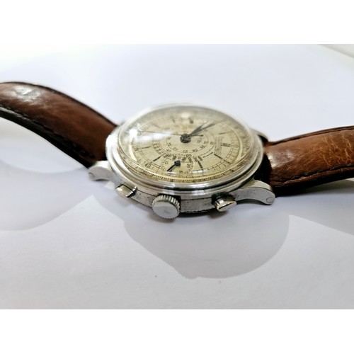 8171 - An Eberhard & Co. La-Chaux-de-fonds Pre Extra Fort chronograph wristwatch, with telemetre and blued ... 