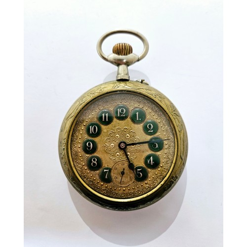 8206 - A large Ancre Double Plateau Levees Visibles 15 Rubis pocket watch, engraving to back