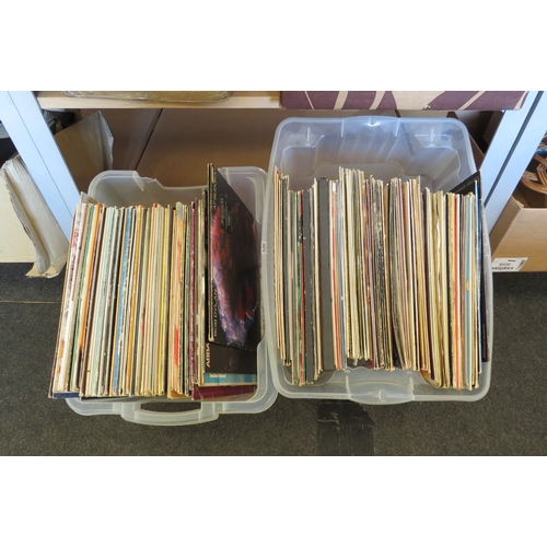 1527 - Two boxes of vinyl LP records including Bob Dylan