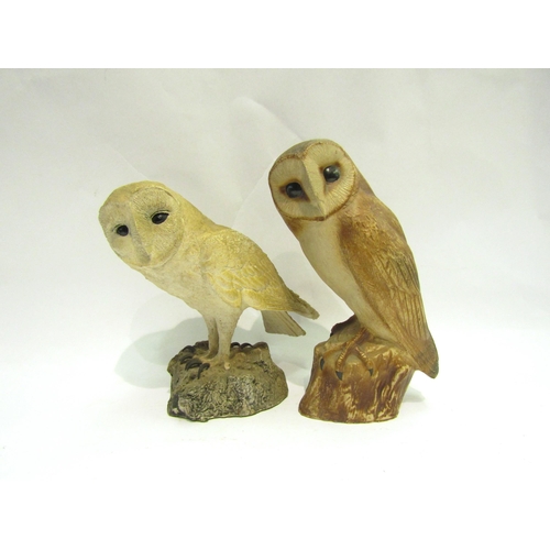 4078 - A Purbeck Pottery barn owl, 20cm tall, together with a similar owl figure, 17cm tall