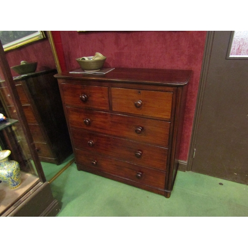 4139 - A circa 1860 mid Victorian mahogany round cornered chest of two short over three graduated long draw... 