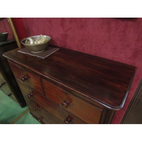 4139 - A circa 1860 mid Victorian mahogany round cornered chest of two short over three graduated long draw... 