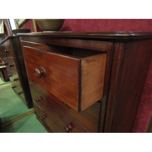 4139 - A circa 1860 mid Victorian mahogany round cornered chest of two short over three graduated long draw... 