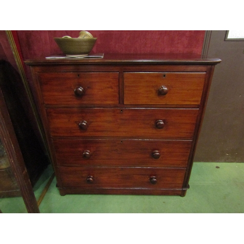 4139 - A circa 1860 mid Victorian mahogany round cornered chest of two short over three graduated long draw... 