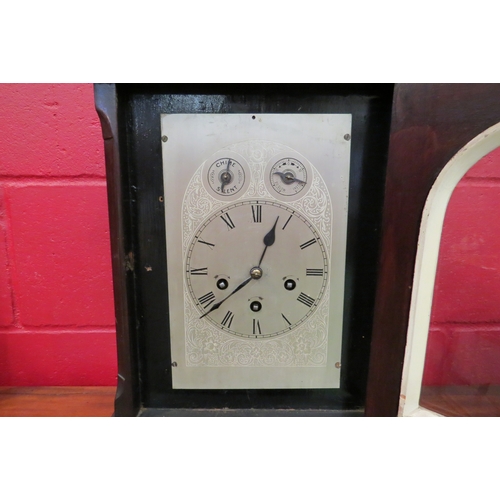 4143 - An eight day bracket clock with key and pendulum