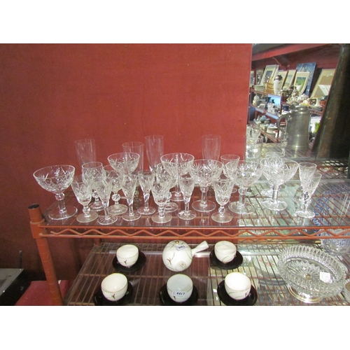 4381 - A selection of crystal champagne glasses and sherry glasses