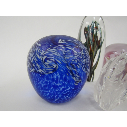 5003 - A collection of six glass paperweights including Strathearn tall example, Uredale, iridescent mushro... 