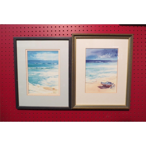 4076 - A pair of Antigua beach scene prints after G. Gobinet, framed and glazed, 20cm x 14cm image sizes