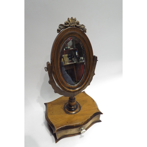 4115A - A 19th Century dressing table mirror with drawer and ivorine handle, 38cm tall