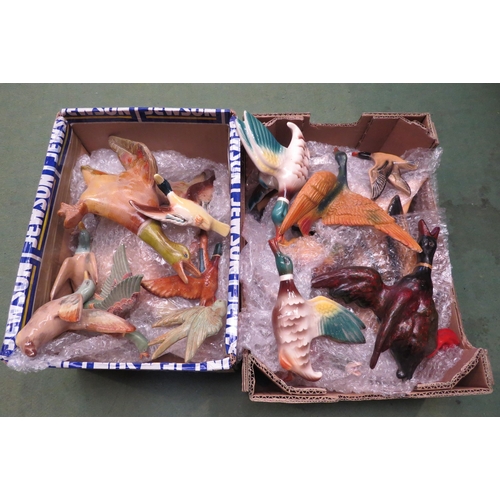 4169 - Two boxes containing assorted bird wall plaques, pheasants, ducks, etc.