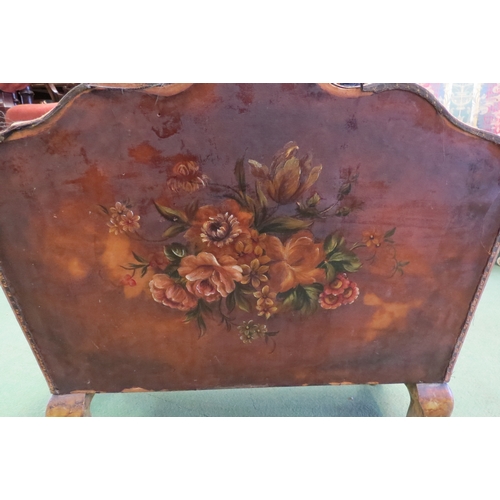 4178 - An early 20th Century magazine rack, hand painted floral decoration, 43cm tall