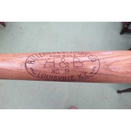 4181 - A Hillerich & Bradsby Co. A & B No. 9 baseball bat made in U.S.A, 'Special Services, US Army' LEADER... 