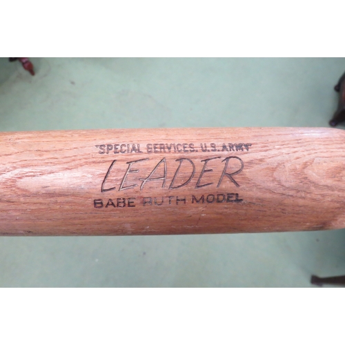 4181 - A Hillerich & Bradsby Co. A & B No. 9 baseball bat made in U.S.A, 'Special Services, US Army' LEADER... 