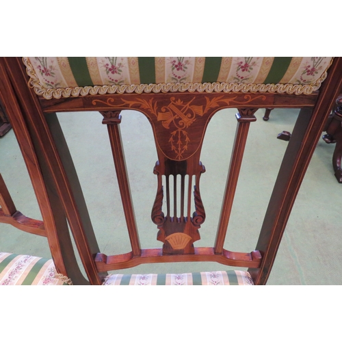 4189 - Two Edwardian inlaid rosewood music chairs, lyre form backrest, bugle and lyre inlay decoration and ... 