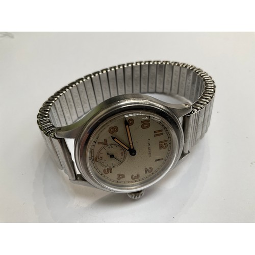 8168 - A WWII era Longines sei tacche steel cased wristwatch   (R) £400 (E) £600-800 Special Antiques