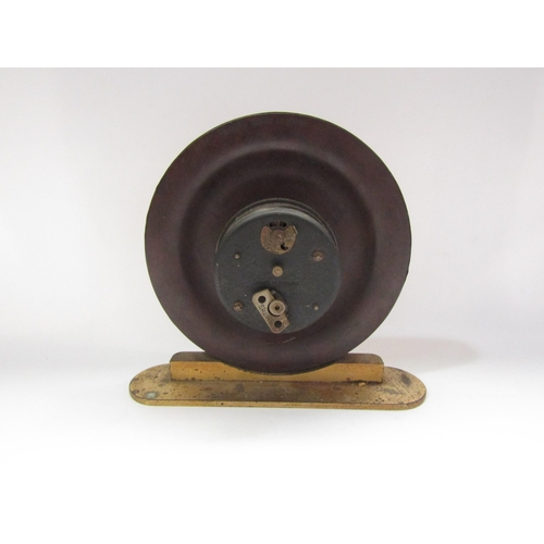 4265 - An Art Deco solid brass Smiths enamelled effect mantle clock, 19cm tall