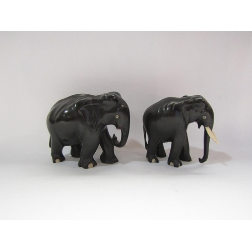 4268 - Two ebony elephants a/f, tallest 10cm