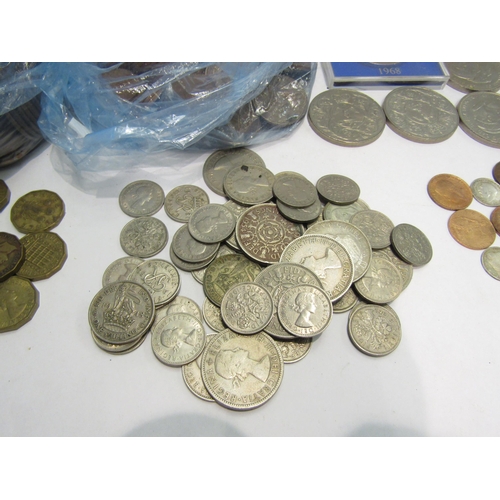 4309 - A collection of British pre-decimal 20th Century coins including two silver thrupenny pieces