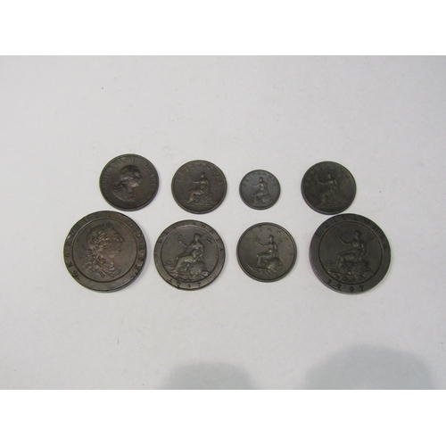 4324 - A collection of George III bronze coinage including two Cartwheel 2 pence, Cartwheel penny, half pen... 